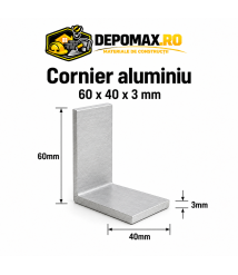 Cornier aluminiu 60 x 40 x 3 mm, 6 metri (EN AW-6060)